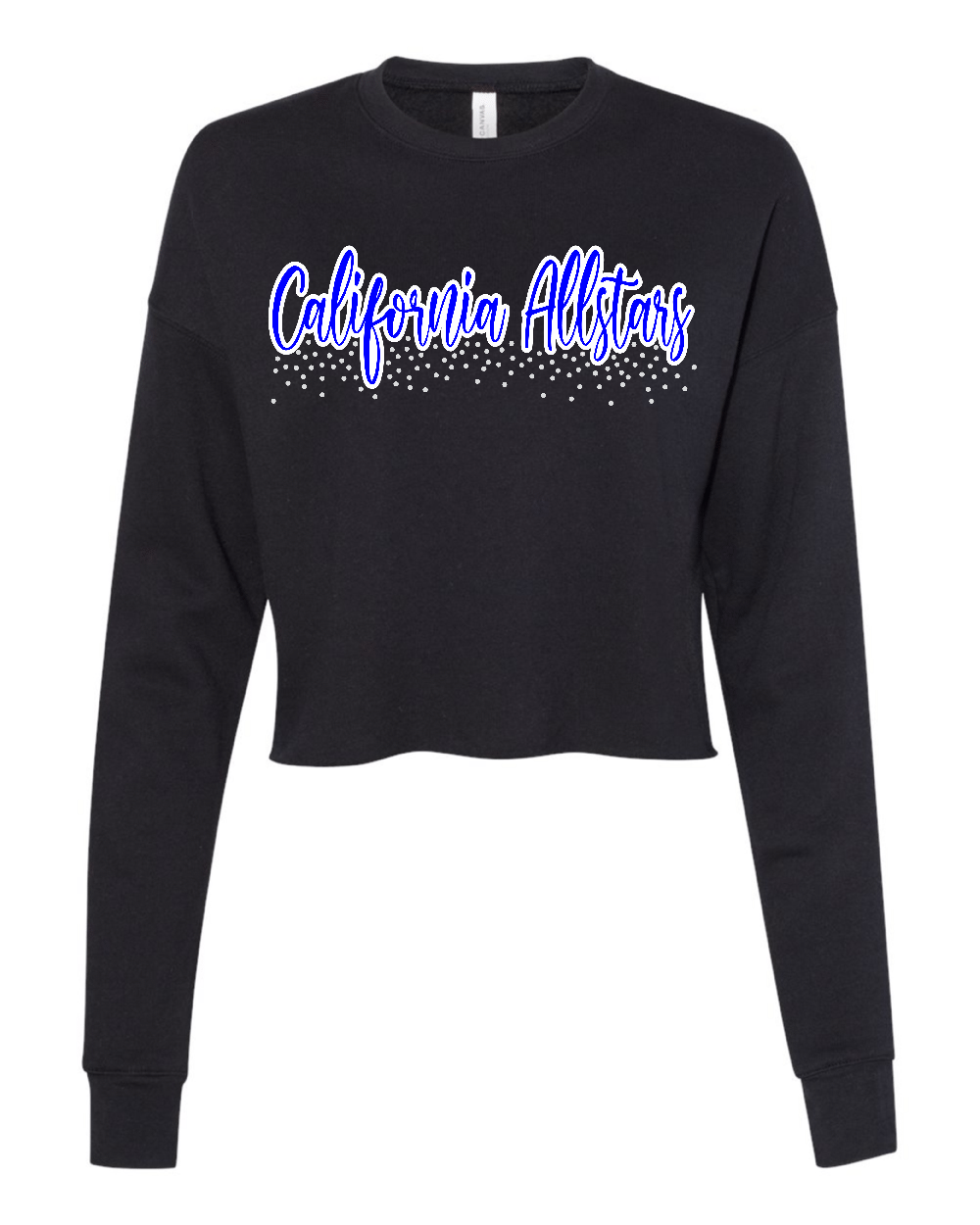 Black Crop Sweatshrit with Bling and Vinyl "California Allstars" Design