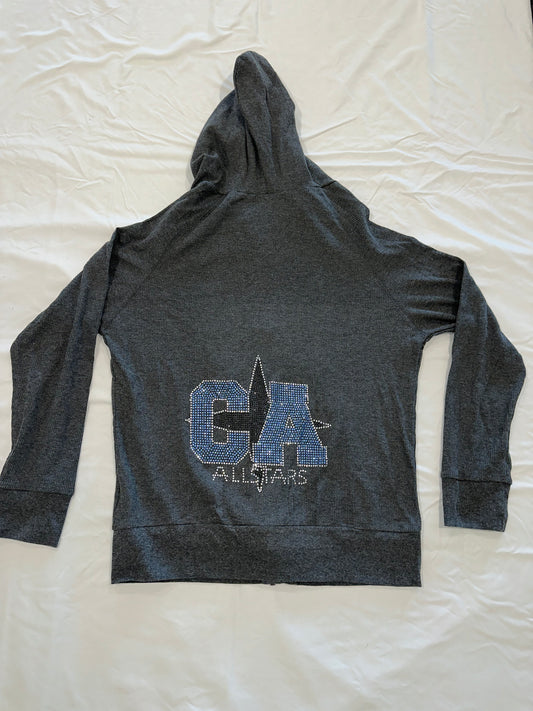 Dark Grey Thermal Zip Up Jacket Bling CA Logo Design