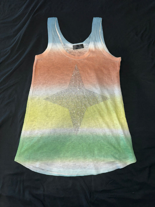 Dip-Dye Bling Tank top with 4-Point Star design
